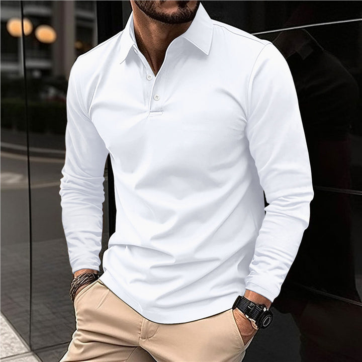 Men's Long Sleeve Polo Shirt with Modern Collar and High Quality Cotton Lisslune
