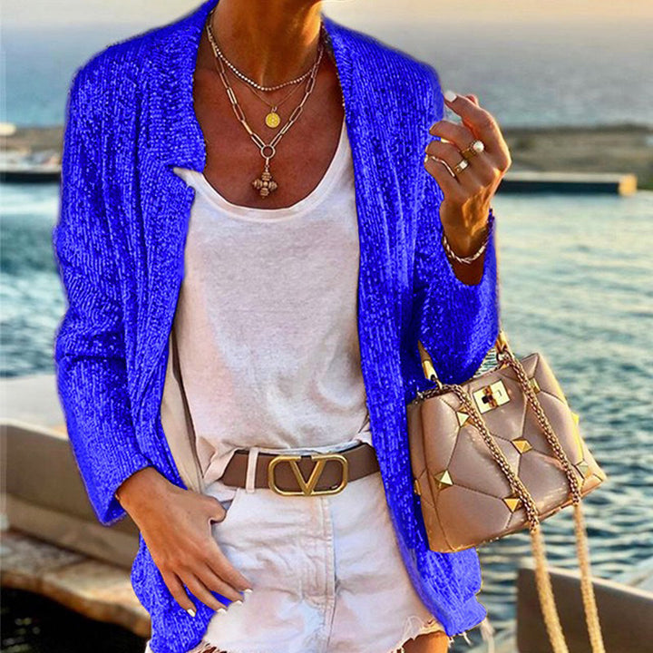 Women's cardigan with shimmering effect and loose fit
