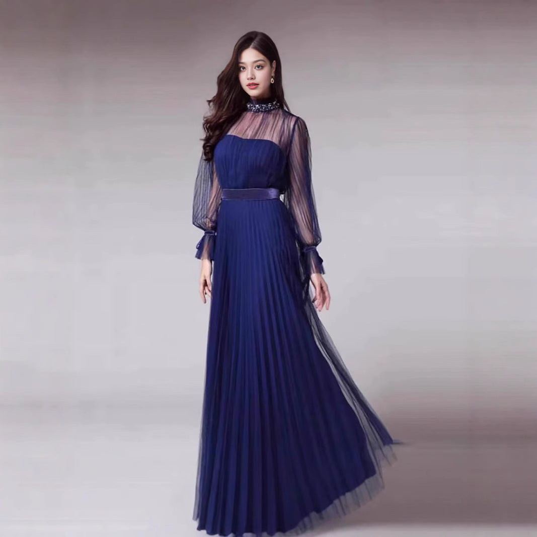 Women's Elegant Maxi Dress with Shimmering Chiffon and Playful Ruffle Details Lisslune