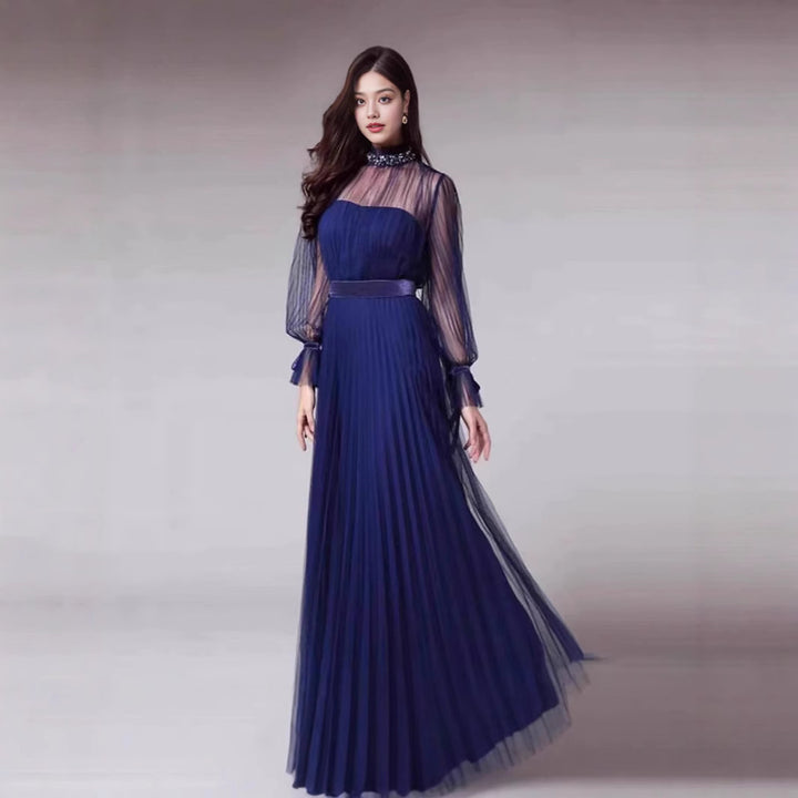 Women's Elegant Maxi Dress with Shimmering Chiffon and Playful Ruffle Details Lisslune