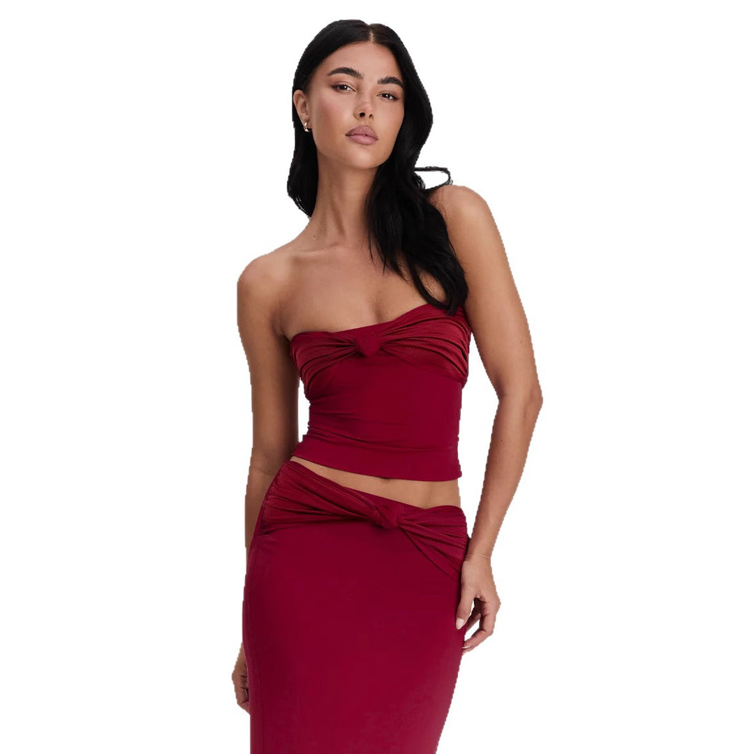 Damen Wickeloberteil mit Knotendetails und figurbetontem Design Lisslune