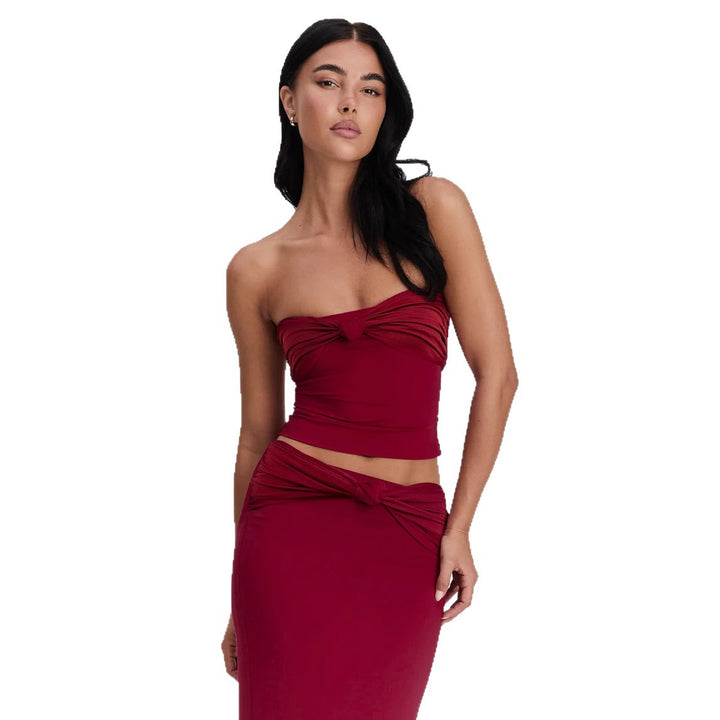 Damen Wickeloberteil mit Knotendetails und figurbetontem Design Lisslune