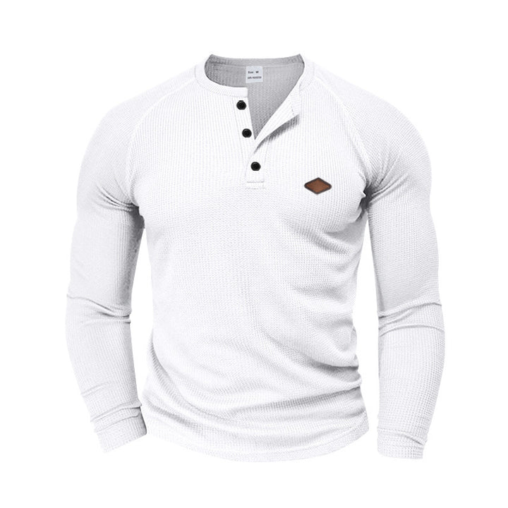Men's Long Sleeve Shirt with Textured Fabric and Fashionable Button Details Lisslune