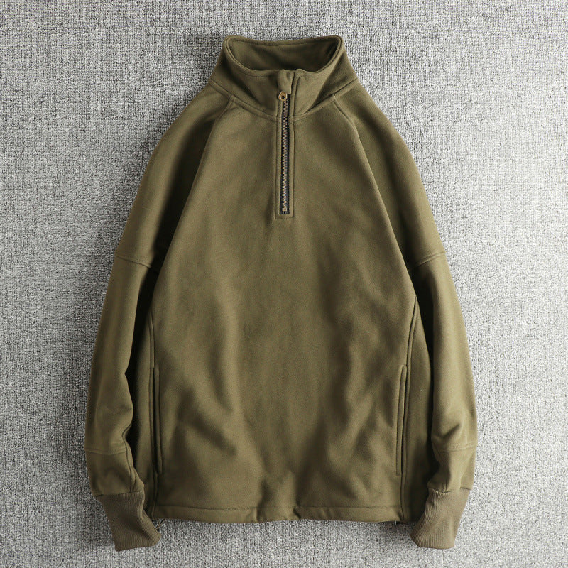 Men's fleece jacket with half zipper and side pockets Lisslune