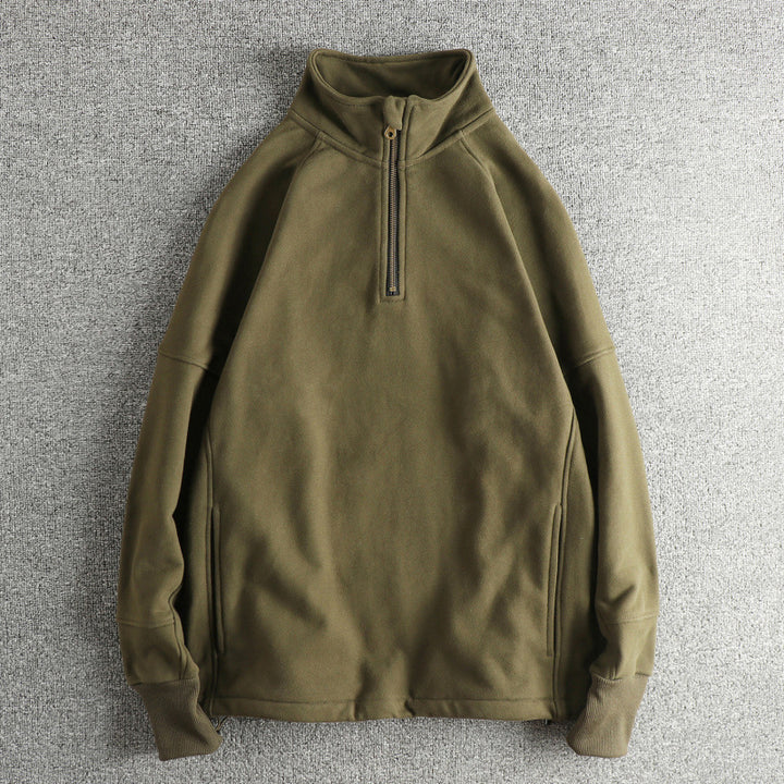 Men's fleece jacket with half zipper and side pockets Lisslune