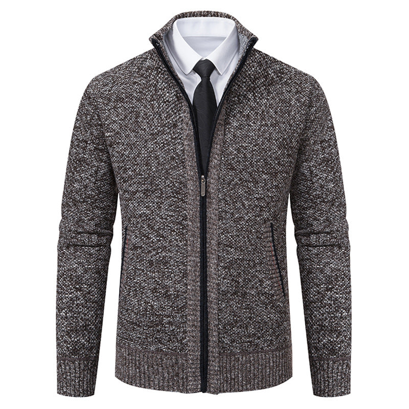Men's elegant cardigan with high collar and practical zipper Lisslune