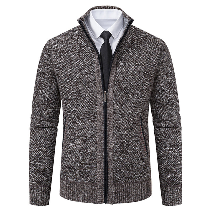 Men's elegant cardigan with high collar and practical zipper Lisslune
