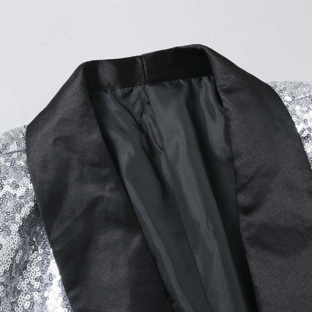 Men's elegant sequin blazer with shiny lapel Lisslune