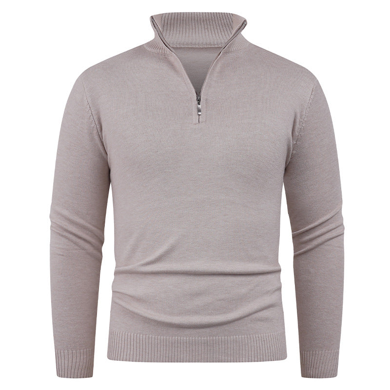 Men's knit sweater with high collar and practical zipper Lisslune