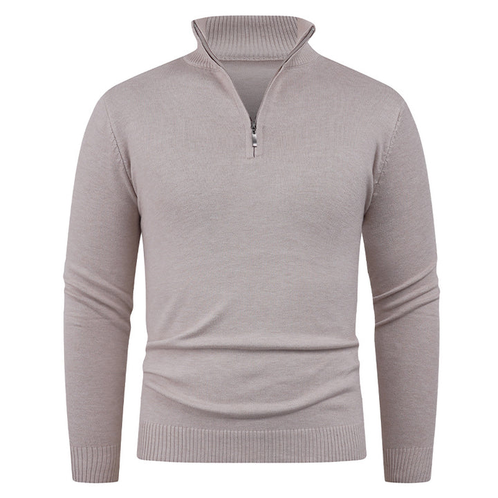 Men's knit sweater with high collar and practical zipper Lisslune