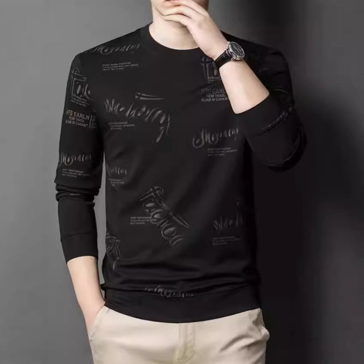 Men's fashionable long-sleeve shirt with stylish lettering Lisslune