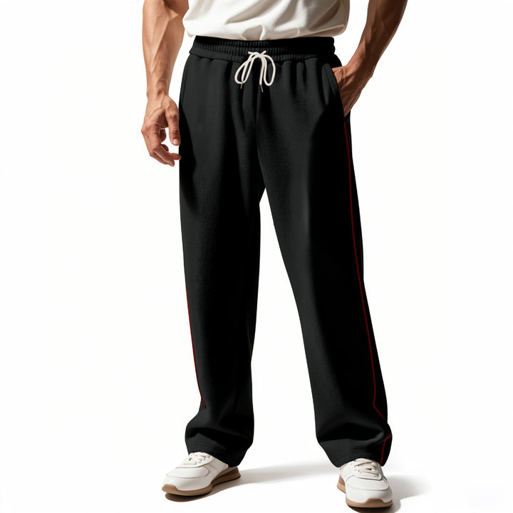 Men's sporty leisure pants with side contrast seams and drawstring Lisslune