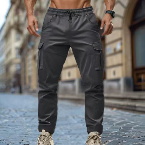Men's cargo pants with elastic waistband and practical pockets Lisslune