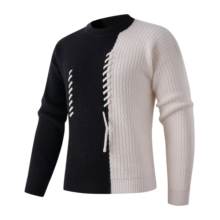 Men's knitted sweater with modern cable pattern and contrasting details Lisslune