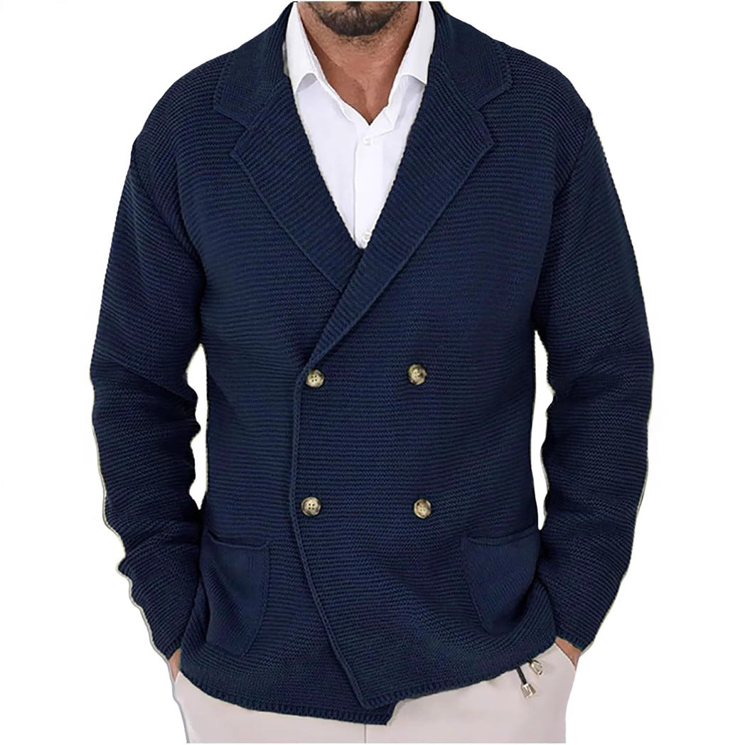 Men's cardigan with fashionable shawl collar and decorative buttons Lisslune