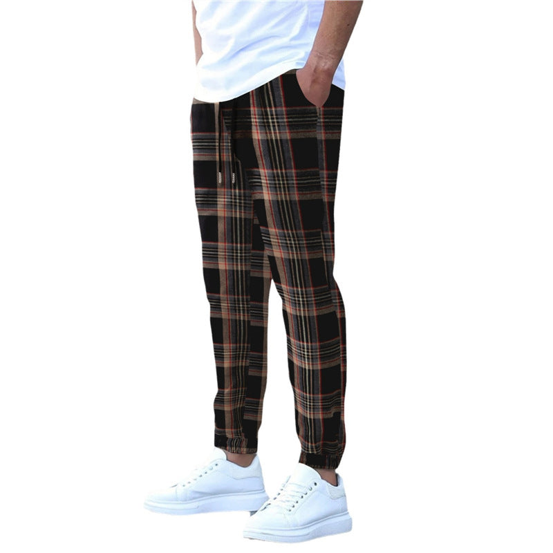 Men's comfortable flannel pants with practical side pockets and elastic waistband Lisslune
