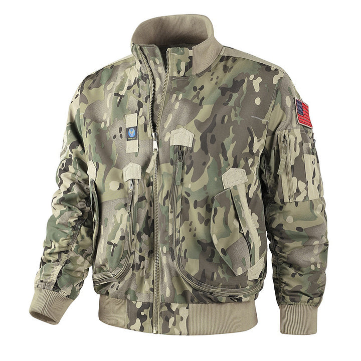 Men's bomber jacket with high collar and multifunctional pockets Lisslune