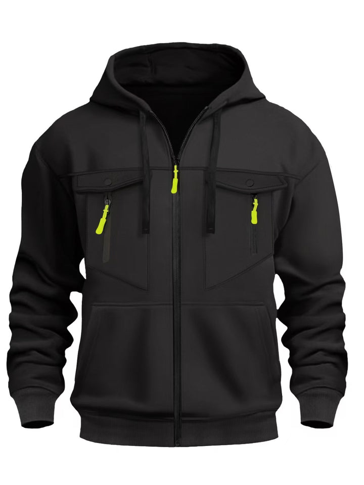 Men's hooded jacket with practical zip pockets and elastic cuffs Lisslune