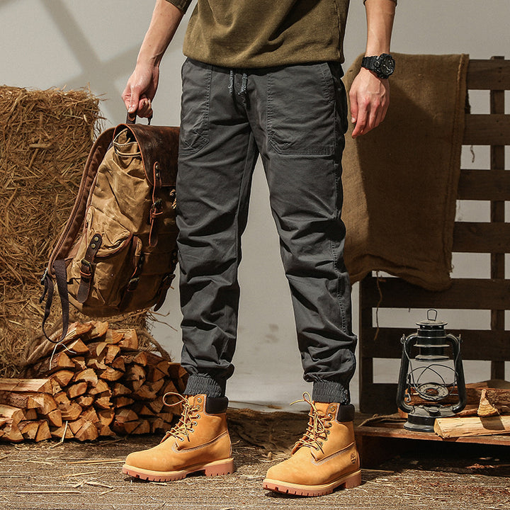 Men's sporty cargo pants with elastic waistband and practical pockets Lisslune