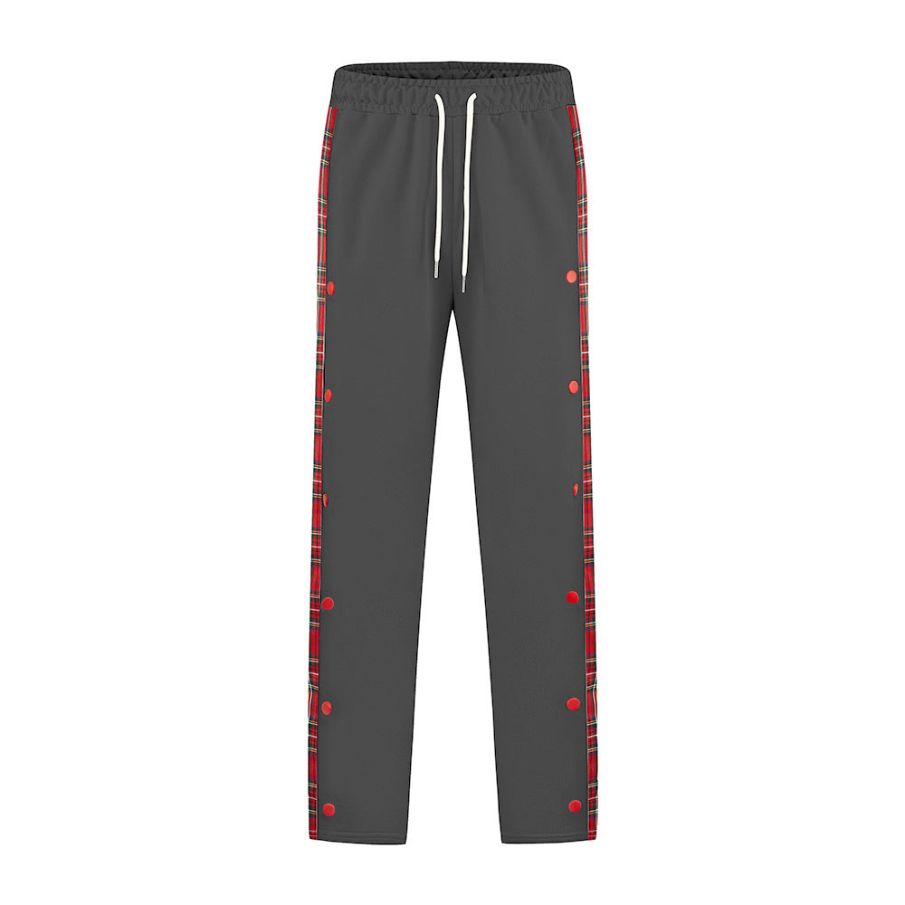 Men's Sporty Jogging Pants with Snap Button Design and Elastic Waistband Lisslune