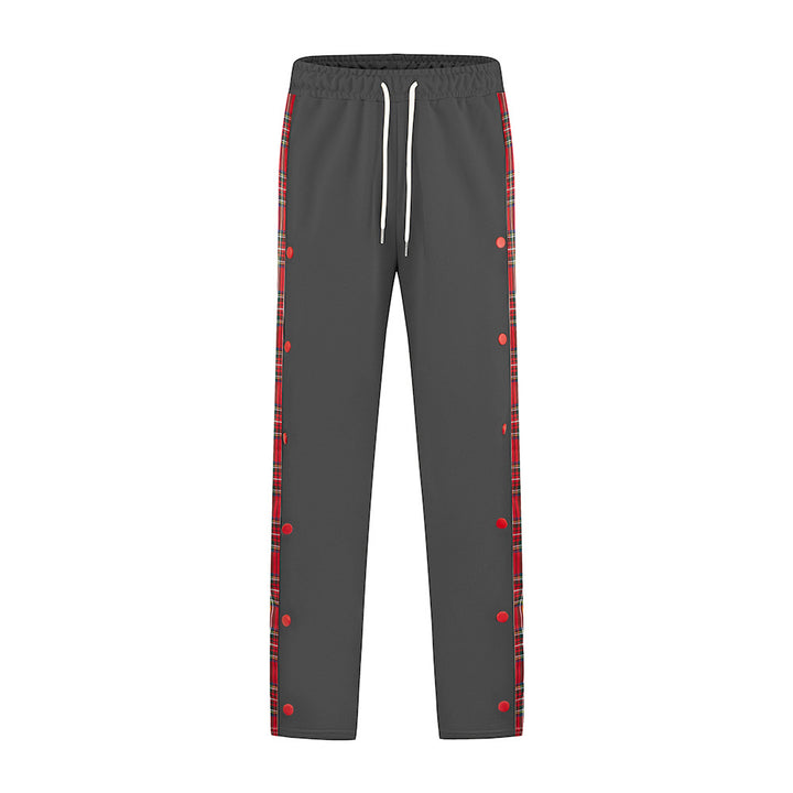 Men's Sporty Jogging Pants with Snap Button Design and Elastic Waistband Lisslune