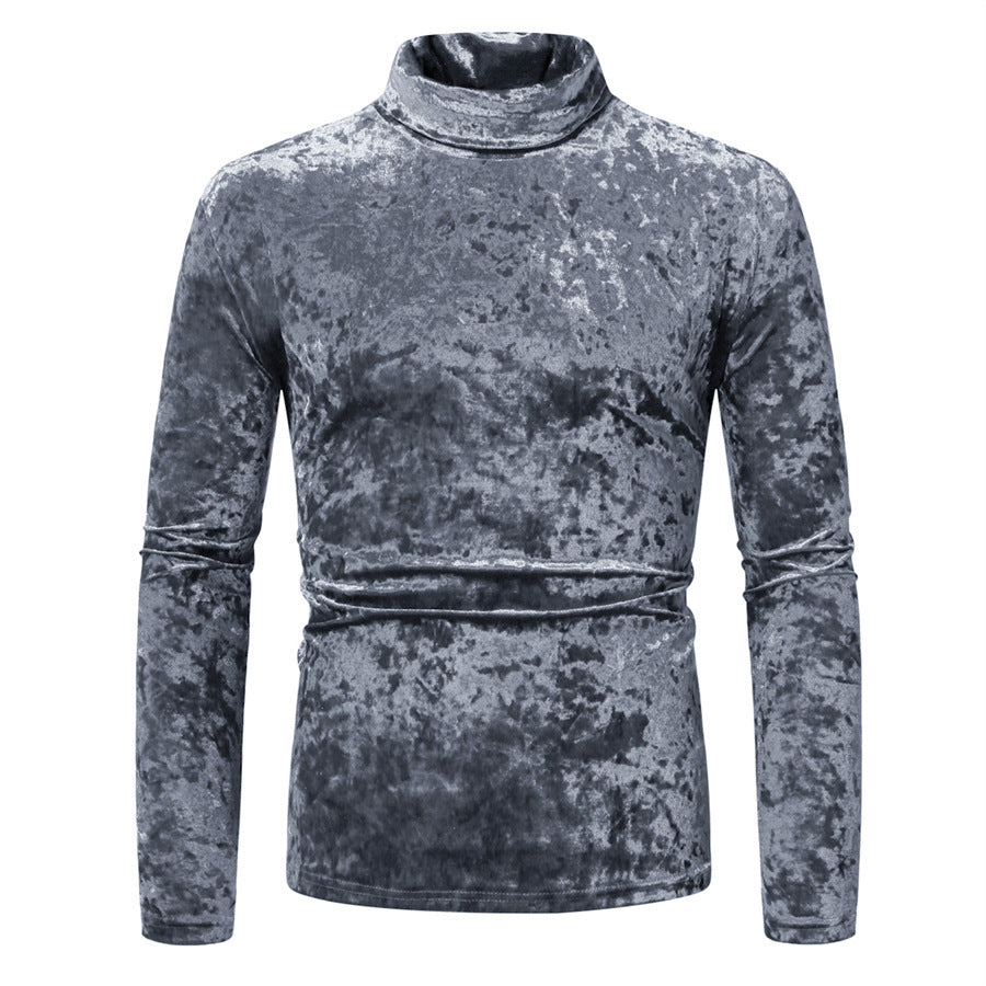 Men's Velvet Turtleneck Sweater with Elegant Design Lisslune