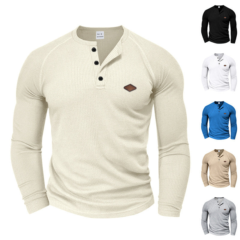 Men's Long Sleeve Shirt with Textured Fabric and Fashionable Button Details Lisslune