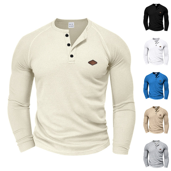 Men's Long Sleeve Shirt with Textured Fabric and Fashionable Button Details Lisslune