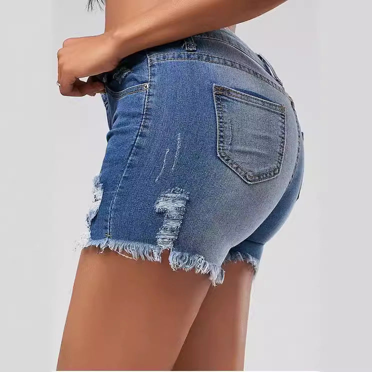 Women Destroyed Denim Shorts Lisslune