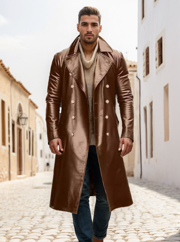 Men Elegant and Timeless Trench Coat with Double Button Placket Lisslune