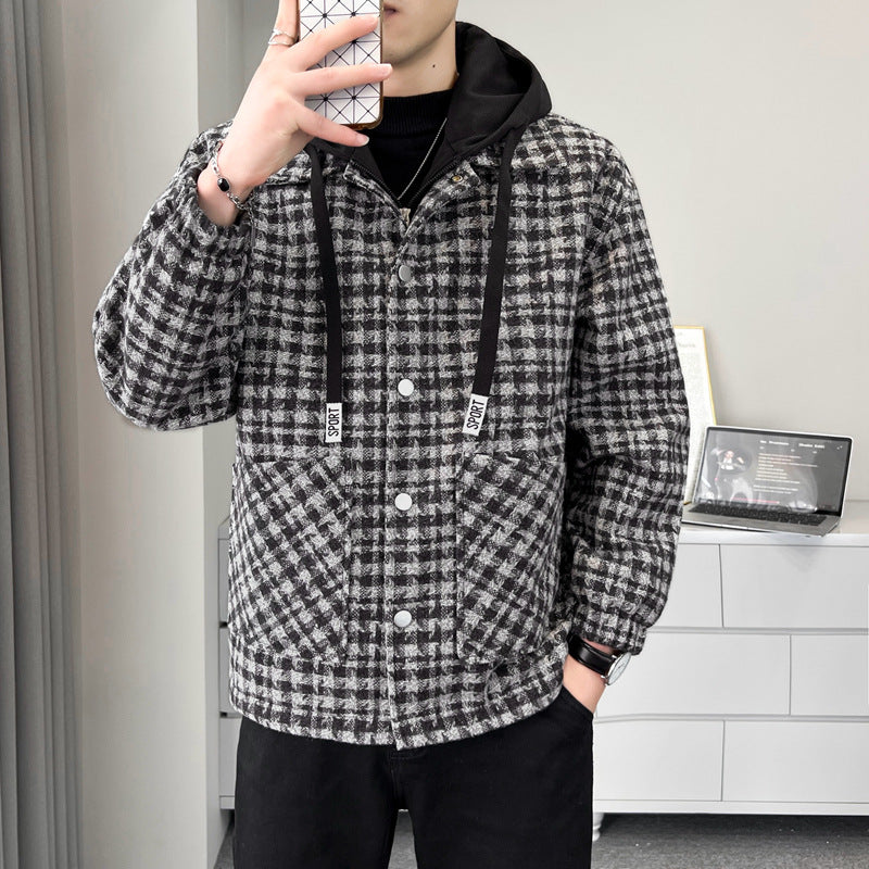 Men's Warm Checked Overcoat with Interior Cozy Lining Lisslune