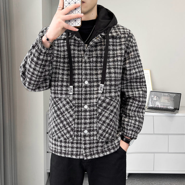 Men's Warm Checked Overcoat with Interior Cozy Lining Lisslune