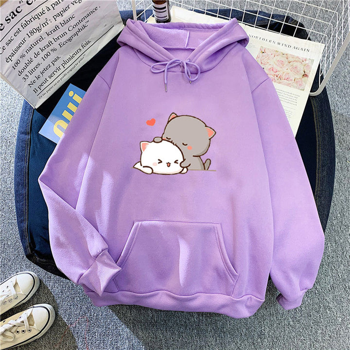 Women's hoodie with playful cat motif and comfortable fit Lisslune