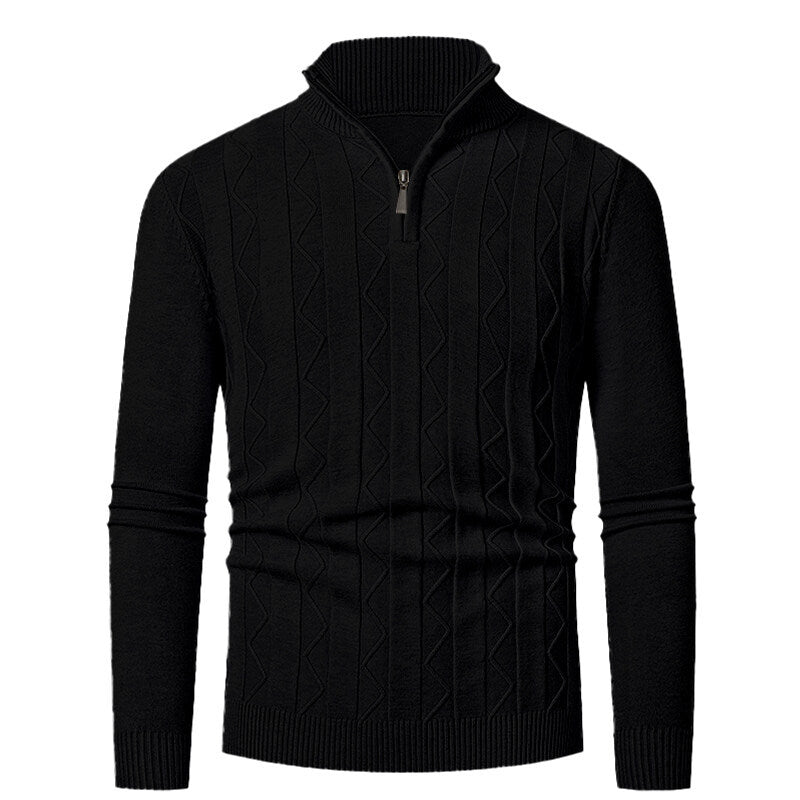 Men's knit sweater with stylish zipper and cable pattern Lisslune