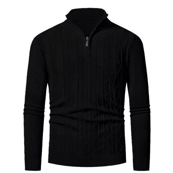 Men's knit sweater with stylish zipper and cable pattern Lisslune