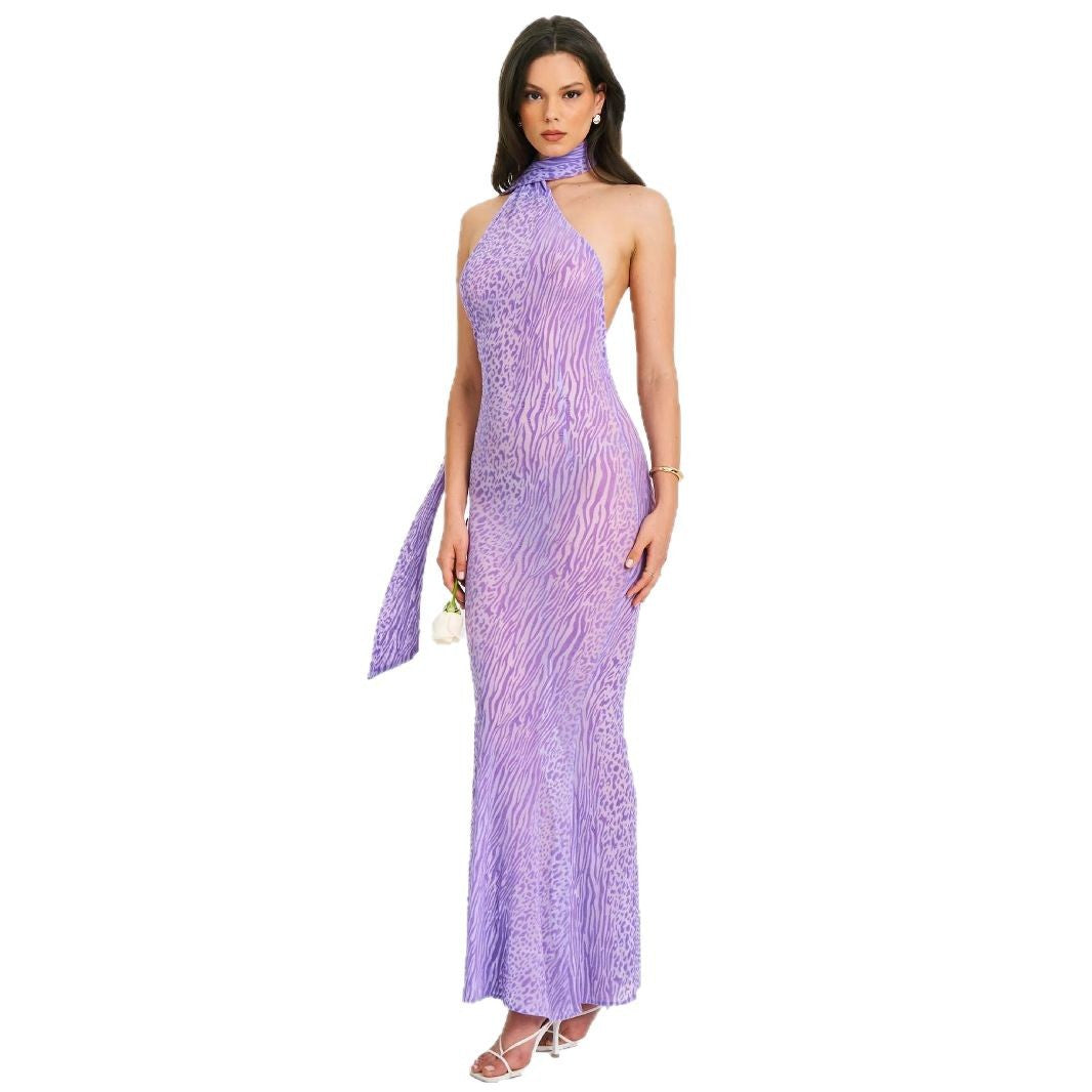 Ladies Elegant Wrap Dress with Asymmetrical Neck and Figure-Hugging Cut Lisslune