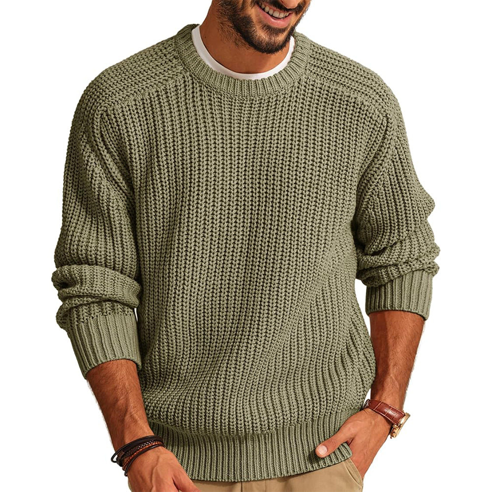 Men's chunky knit pullover with crew neckline and casual cut Lisslune