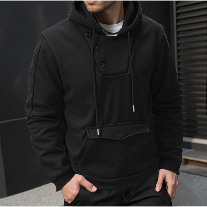 Men's hooded sweatshirt with button closure and practical pockets Lisslune