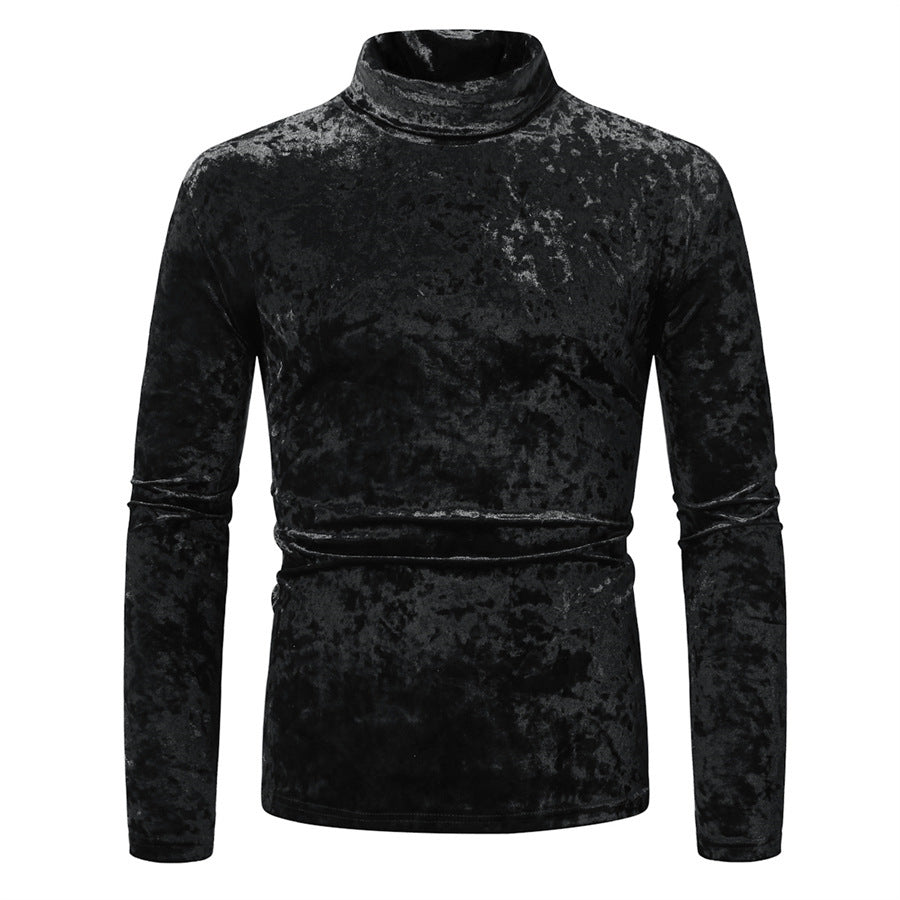 Men's Velvet Turtleneck Sweater with Elegant Design Lisslune