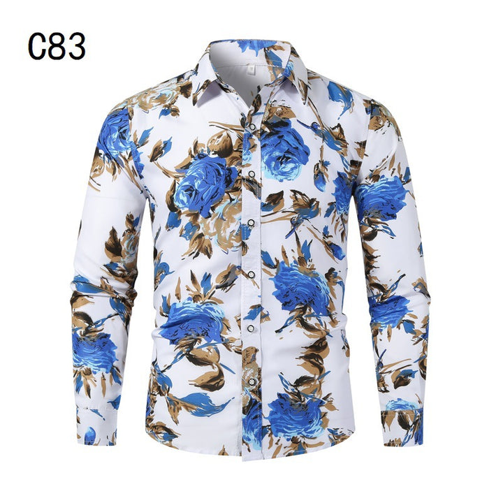 Men's long-sleeve shirt with floral pattern and modern cut Lisslune