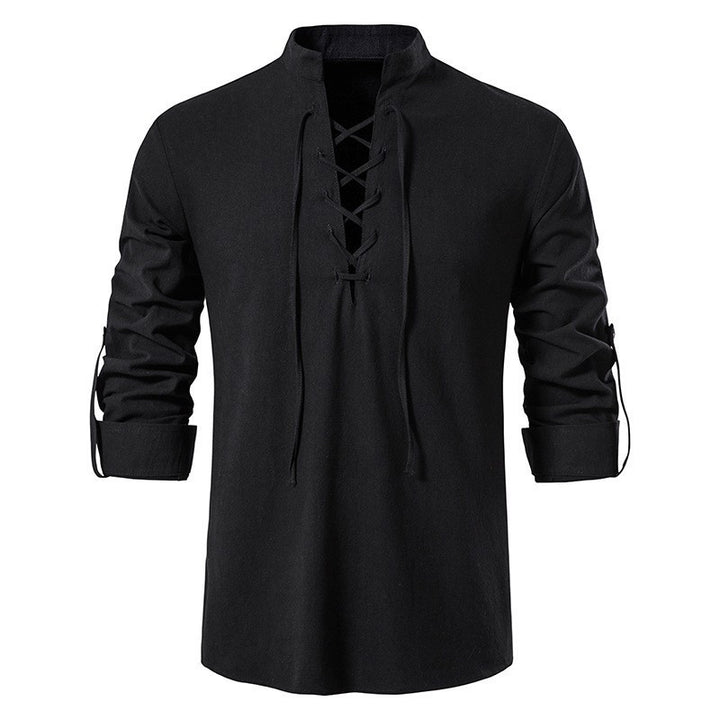 Men's Long Sleeve Shirt with Modern Drawstring Lisslune