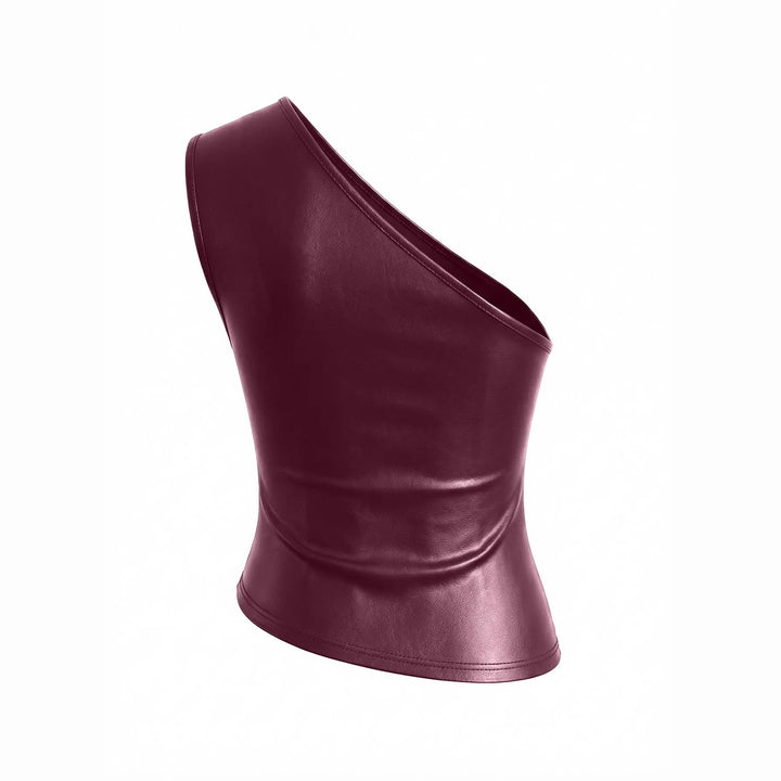Damen asymmetrisches Top aus Kunstleder Lisslune
