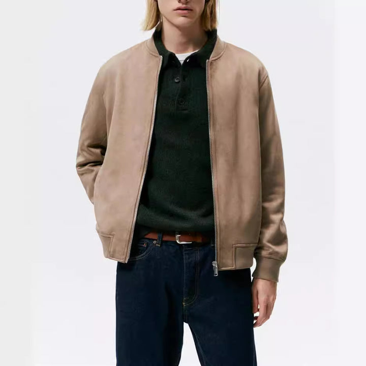 Men's Casual Elegant Sweat Jacket with Round Neck and Side Pockets Lisslune