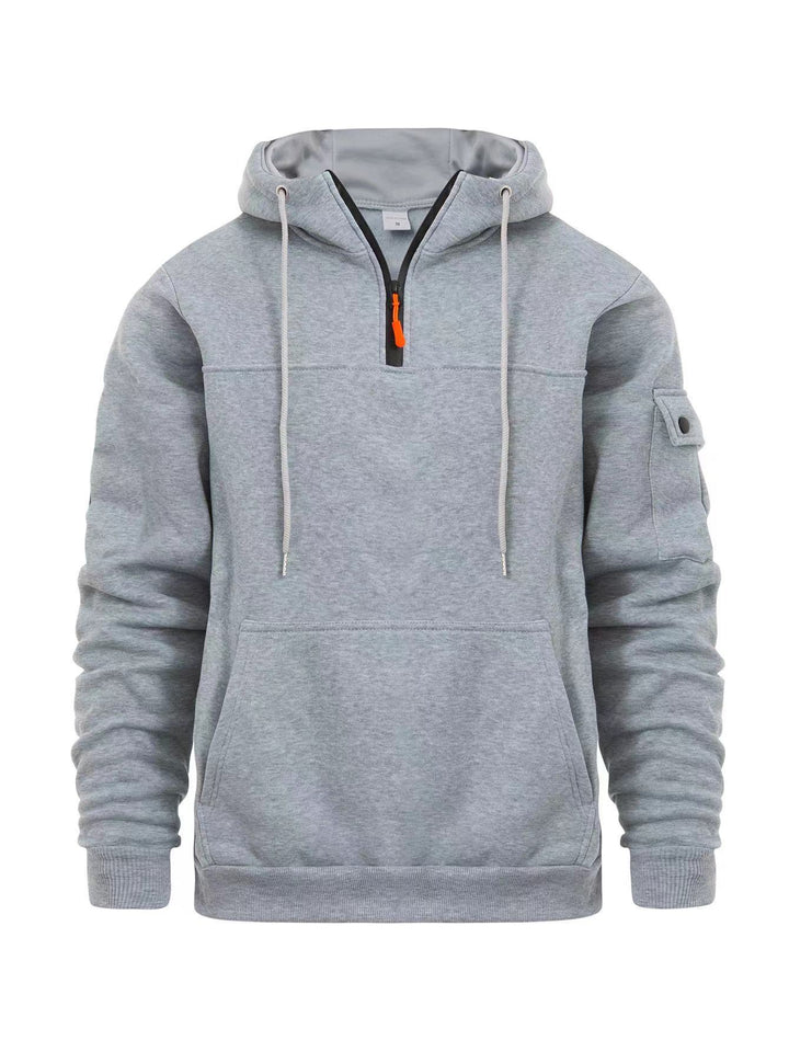 Men's Hoodie with Structured Cut and Functional Zip Pockets Lisslune
