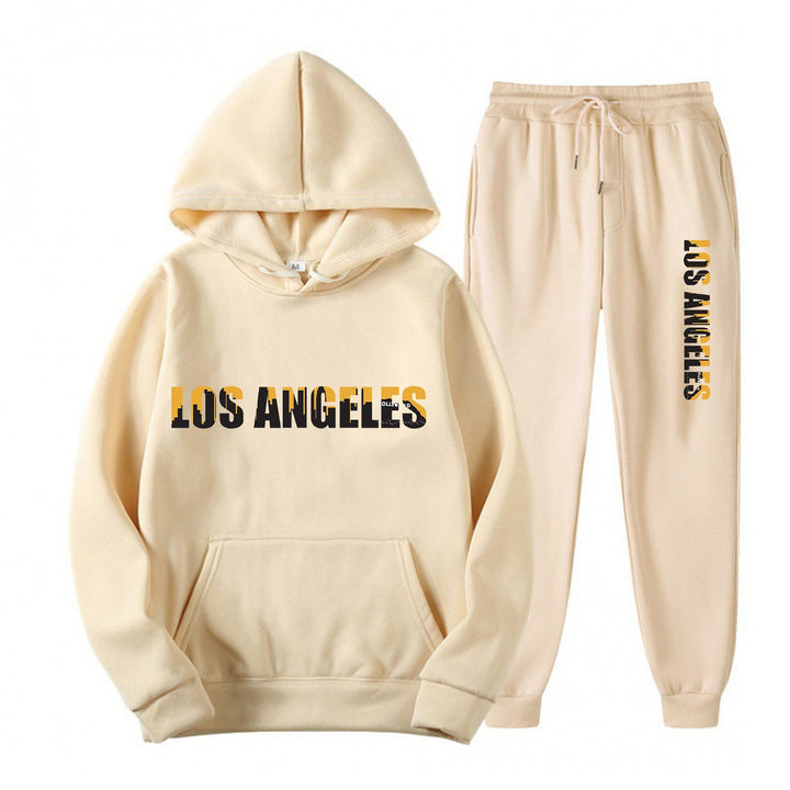 Women's leisure hoodie and jogging pants set with casual Los Angeles lettering Lisslune