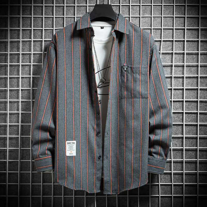 Men's striped long-sleeve shirt with modern cut Lisslune