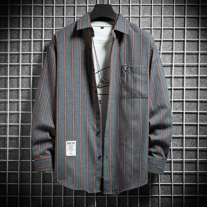 Men's striped long-sleeve shirt with modern cut Lisslune