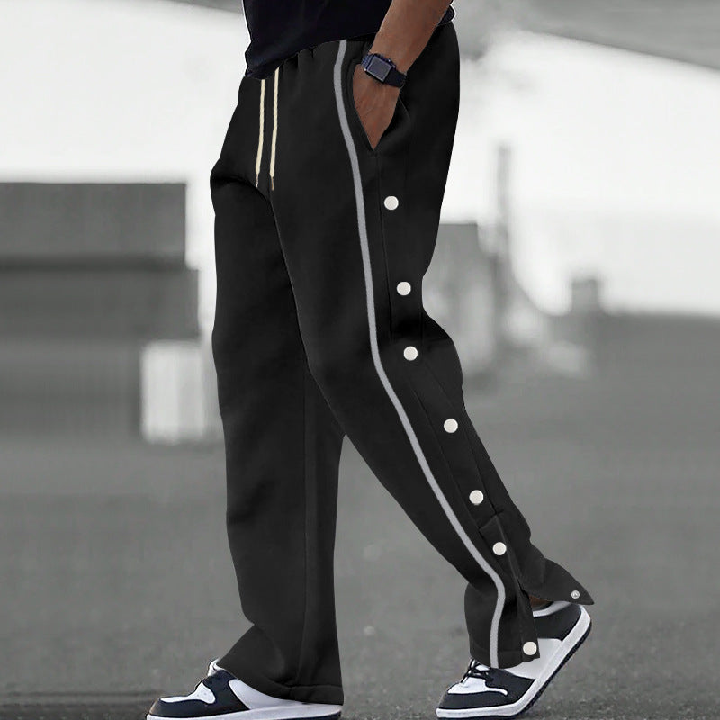 Men's Sporty Loose Jogging Pants with Snap Buttons Lisslune