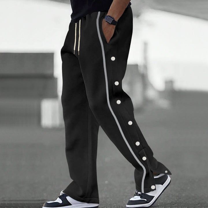 Men's Sporty Loose Jogging Pants with Snap Buttons Lisslune