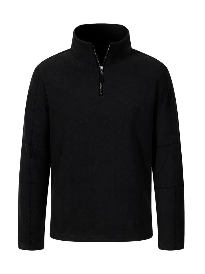 Men's fleece pullover with stand-up collar and half zipper Lisslune